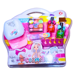 Fashion Girl Kids Makeup &amp; Nail Art Kit – Pretend Play Cosmetic Set with Nail Dryer, Polish, and Accessories | Ages 3+