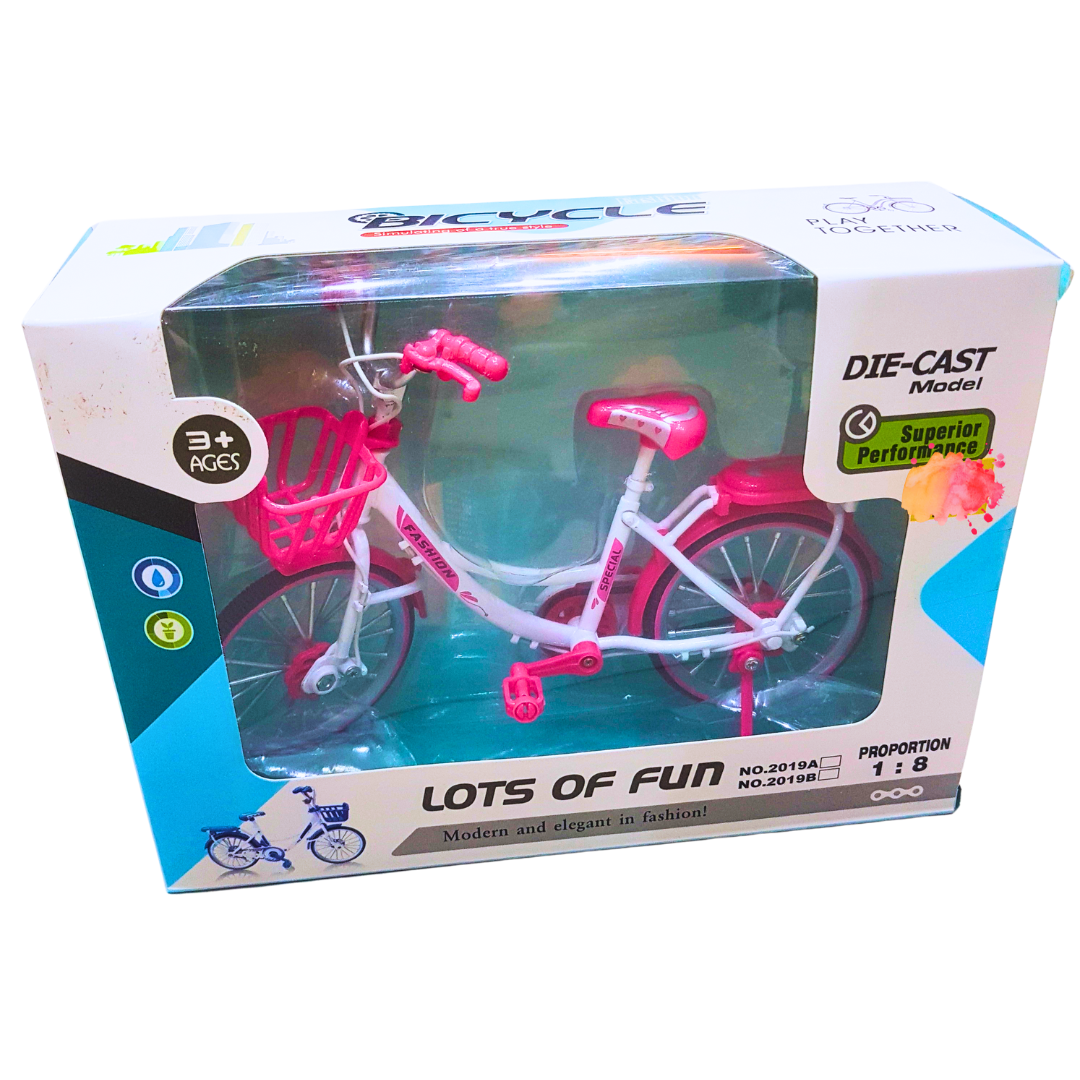 Die-Cast Model Bicycle Toy - Realistic Pink Bike for Kids Aged 3+