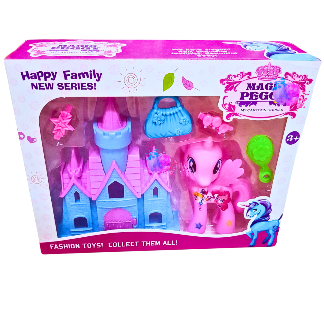 Magic Peggy My Cartoon Horses Playset - Enchanted Castle with Pony Figures & Accessories - Imaginative Play for Kids