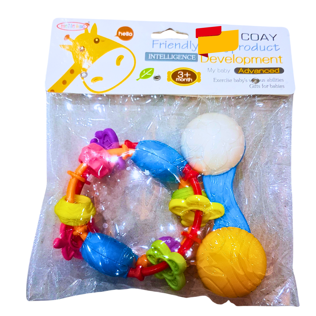 Baby Sensory Rattle & Teething Ring – Colorful & Engaging (3M+) 🎶👶