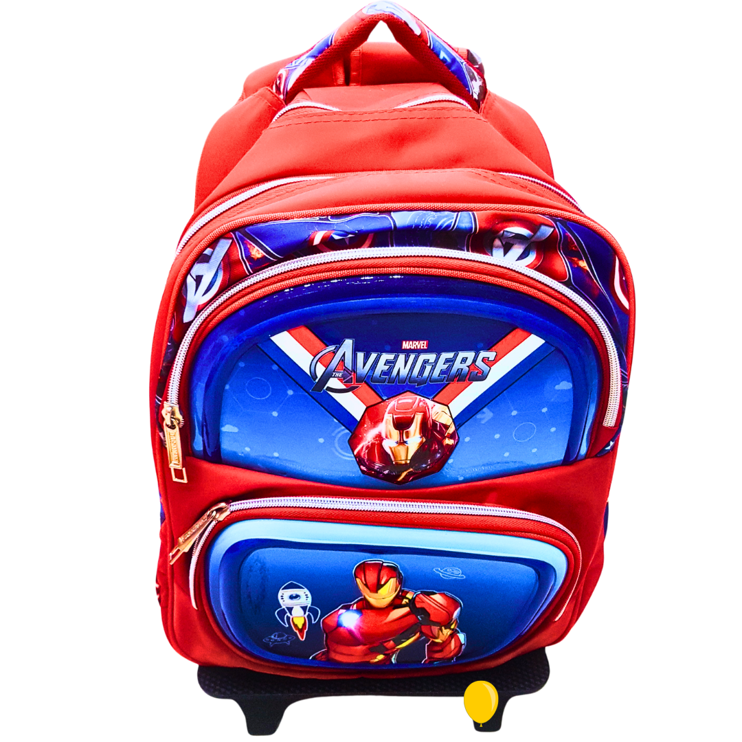 Avengers Trolley School Bag with Removable Wheels – Iron Man Design, Spacious & Durable for Boys