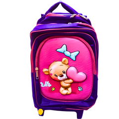 Cute Teddy Bear Trolley School Bag with Removable Wheels – Spacious & Durable for Girls