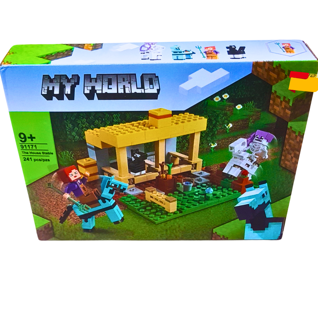 My World Horse Stable Building Set – 241-Piece Pixel Adventure Playset with Mini Figures & Skeleton Horse (Ages 9+)