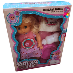 Dream Baby Interactive Doll Set - New Edition with Feeding and Diaper Accessories (Ages 3+)