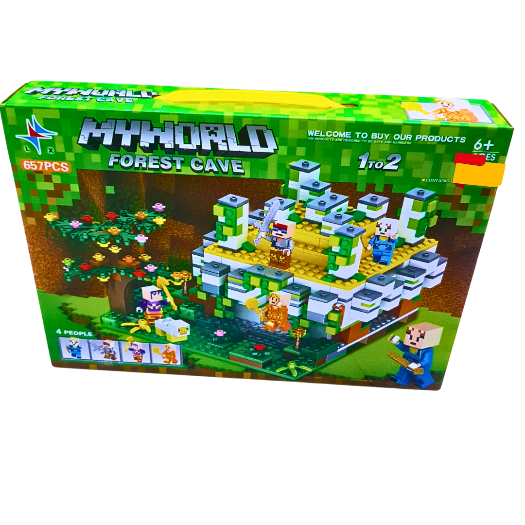 My World Forest Cave Building Set – 657-Piece Jungle Adventure Playset with Mini Figures (Ages 6+)