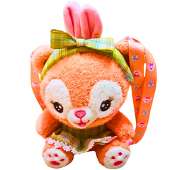 Adorable Plush Bunny with Green Bow and Plaid Outfit – Soft Stuffed Animal for Kids