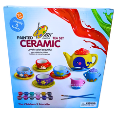 DIY Ceramic Tea Set Painting Kit for Kids - 17-Piece Creative Art Set (3+)