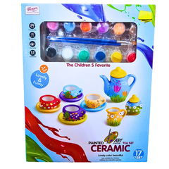 DIY Ceramic Tea Set for Kids - 17-Piece Painting and Creative Art Kit (3+)