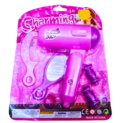 Charming Pretend Hair Styling Set - Complete Hair Dryer, Comb, Mirror & Hair Clips Kit for Girls