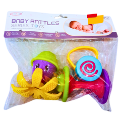 Baby Rattle & Teething Toy Set – Fun & Soothing Sensory Play (3M+) 🎶🐙