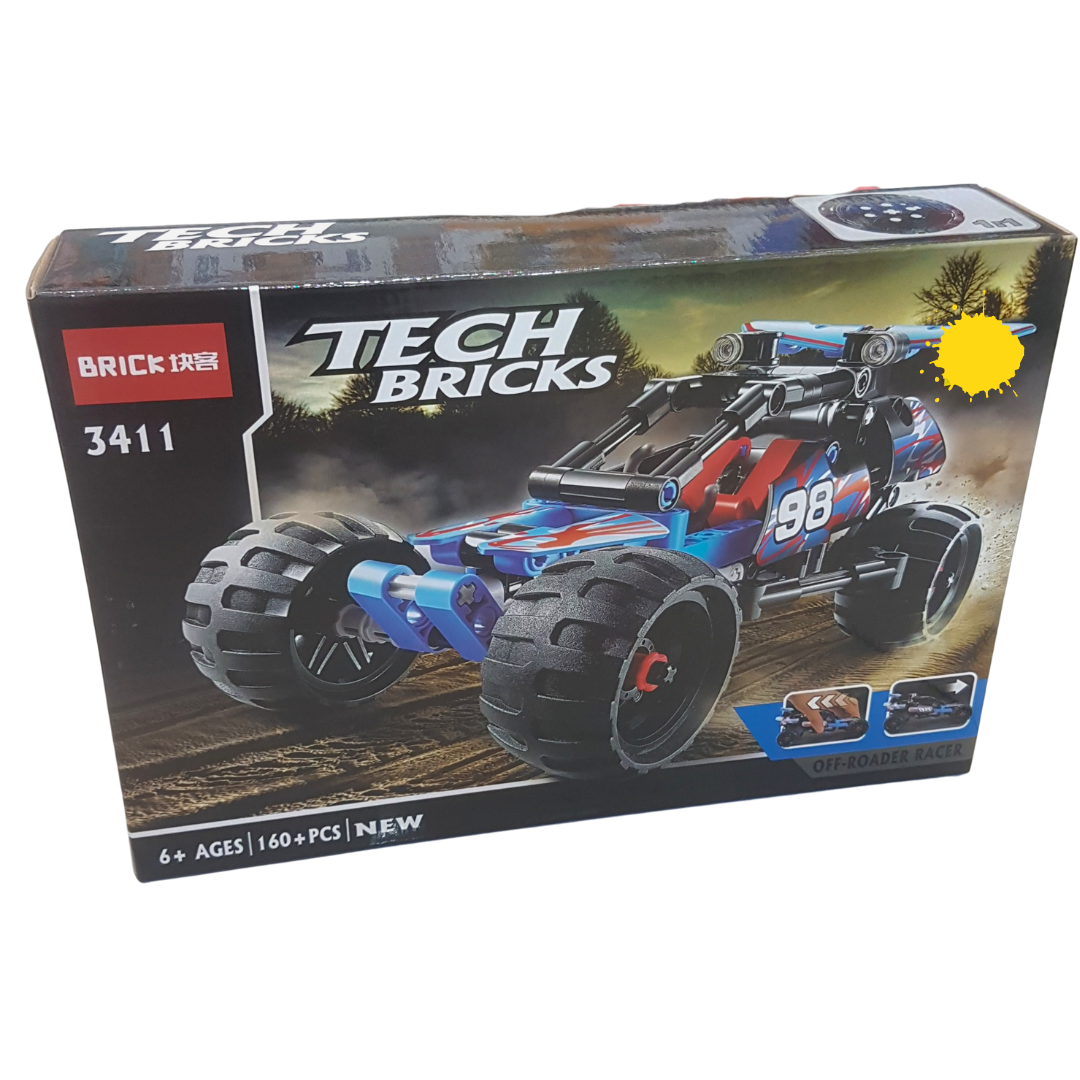 Tech Bricks Off-Roader Racer Building Set - 160 Pieces for Kids Ages 6+