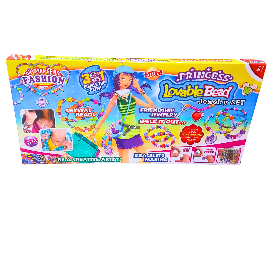 Princess Lovable Bead Jewelry Set – DIY Friendship Bracelets & Necklace Craft Kit (Ages 6+)"