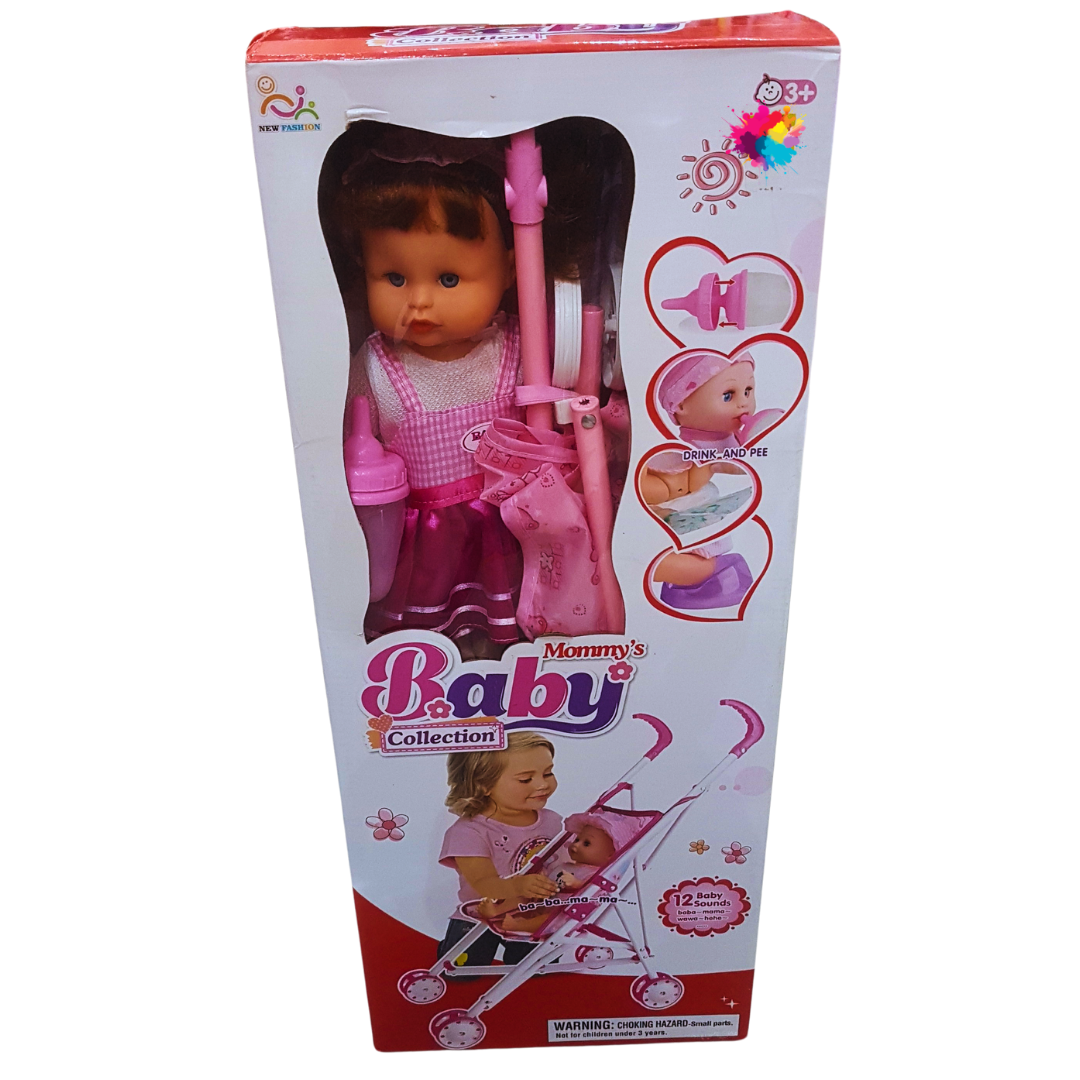 Mommy's Baby Doll Collection with Stroller - Interactive Drink and Pee Baby Doll (Ages 3+)