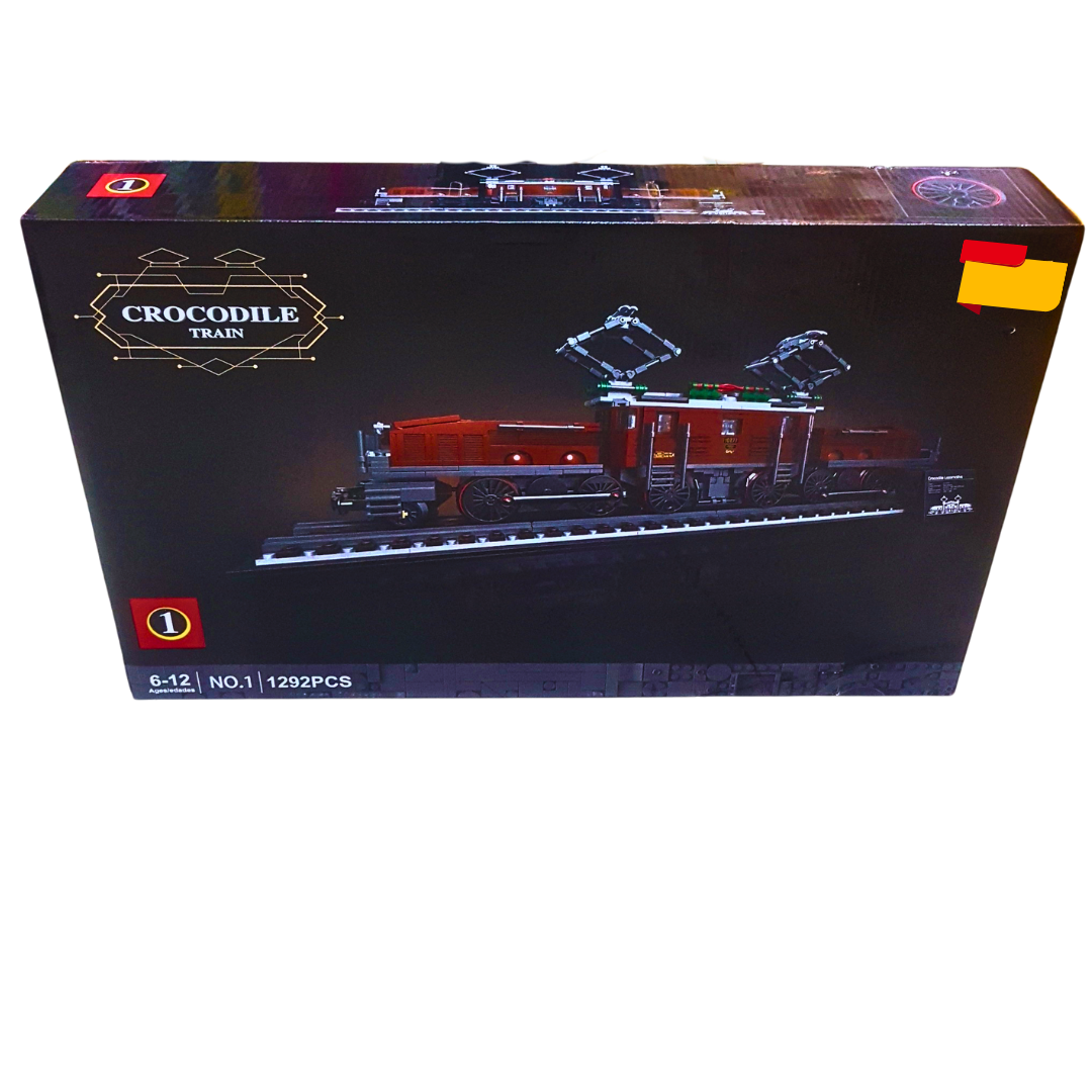 Crocodile Train Building Block Set – 1292 PCS Classic Locomotive Model with Tracks | STEM Toy for Kids & Collectors (Ages 6-12)