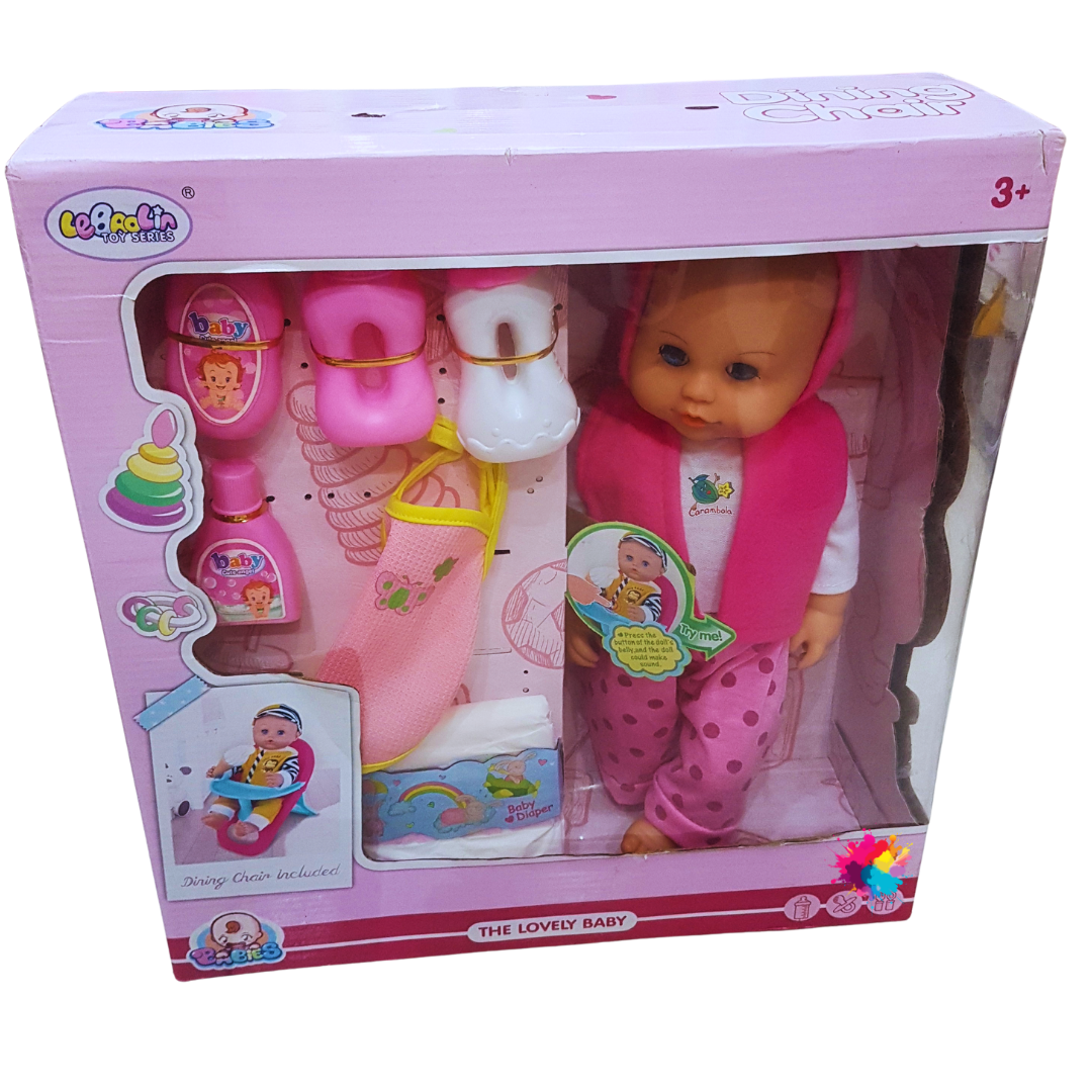 The Lovely Baby Doll with Feeding Set and Accessories - Includes Dining Chair, Bottles, and Bib (Ages 3+)