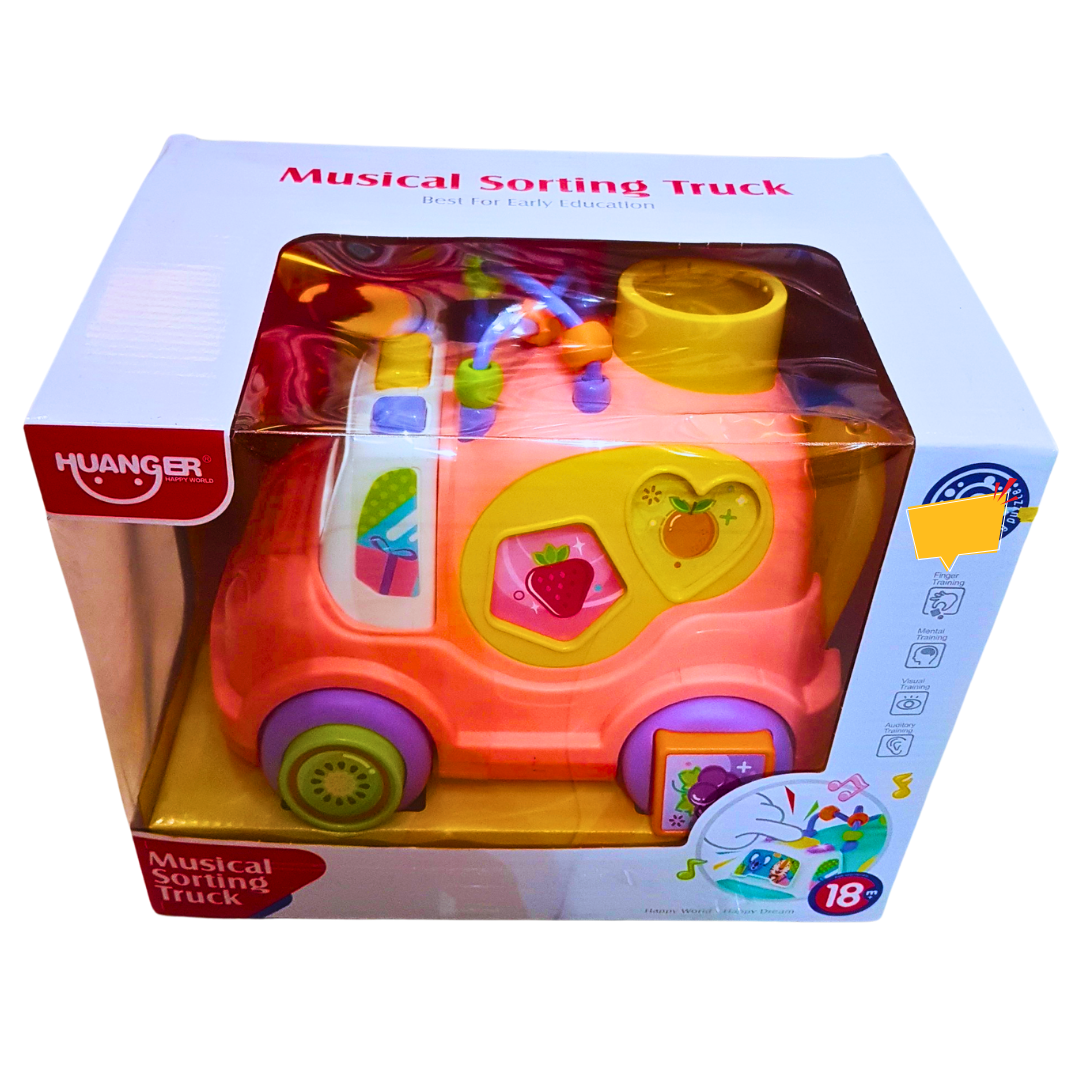 Huanger Musical Sorting Truck Toy - Interactive Shape Sorter & Educational Play Truck (18+ Months)