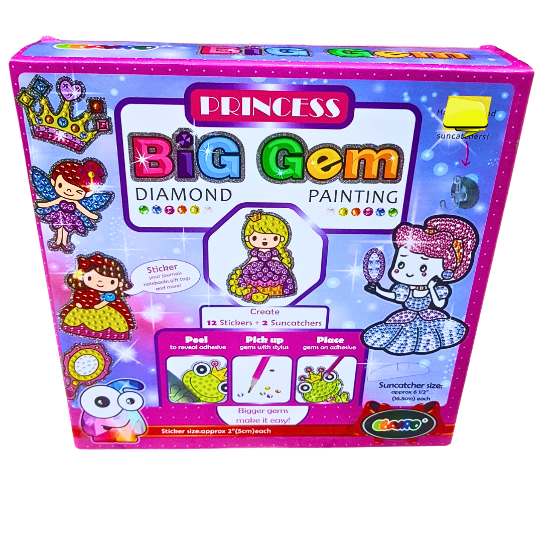 Big Gem Diamond Painting Kit – Princess & Magical Themed DIY Sticker & Suncatcher Set for Kids (Ages 6+)