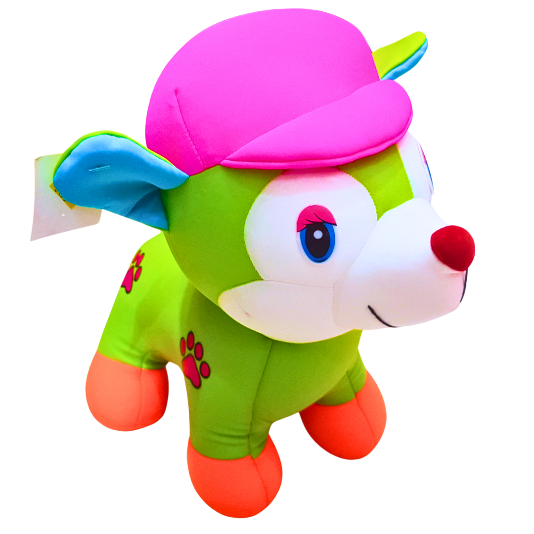 Colorful Animal Plush Toy with Pink Hat and Bright Design – Soft Stuffed Animal for Kids