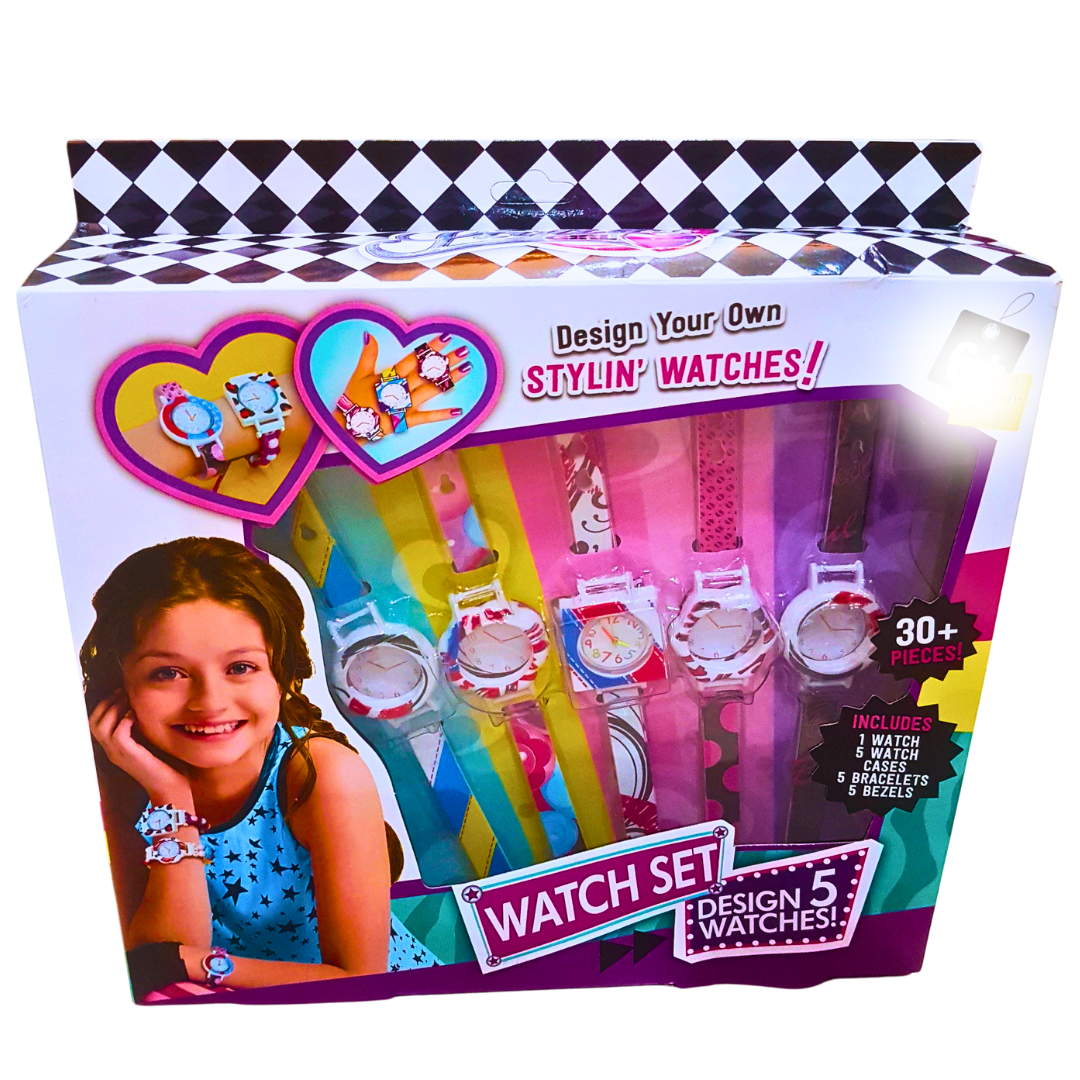 Design Your Own Stylin' Watches Set – DIY Fashion Watch Kit for Kids Age 3+ | Create 5 Unique Watches with 30+ Accessories