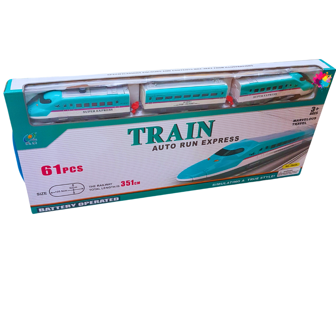 Auto Run Express Train Set - 61-Piece Battery Operated High-Speed Train for Kids