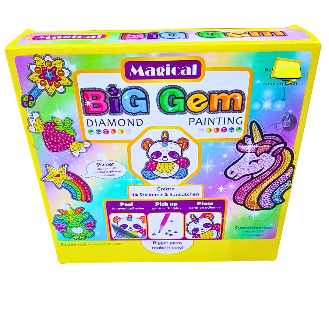 Big Gem Diamond Painting Kit – Princess & Magical Themed DIY Sticker & Suncatcher Set for Kids (Ages 6+)