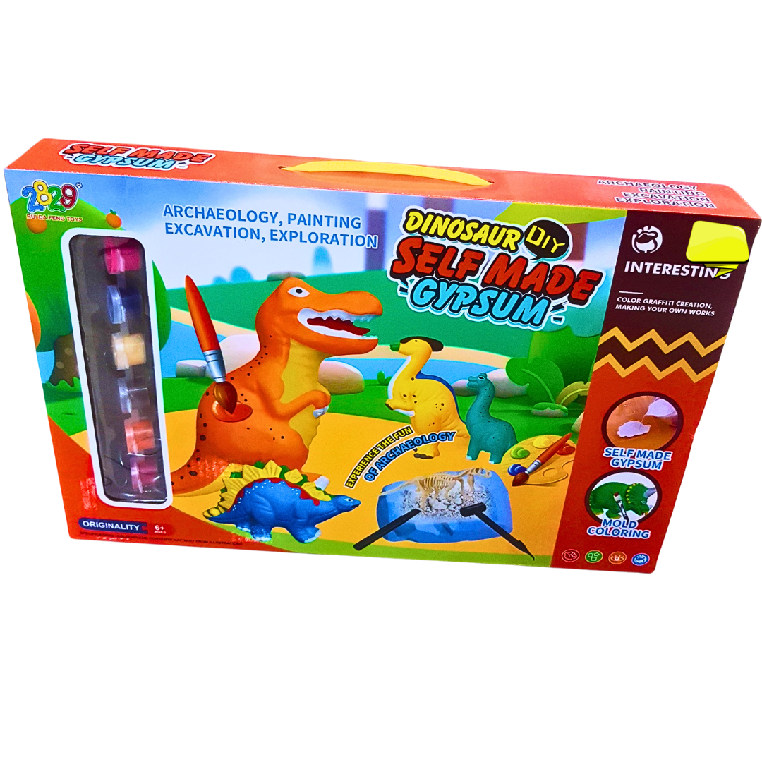 DIY Dinosaur Gypsum Craft Kit for Kids - Fun Painting & Excavation Set (6+)