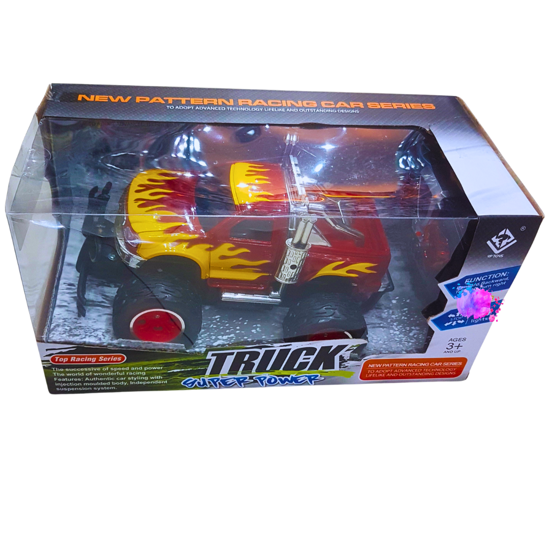 Super Power Flame Racing Truck Toy with Lights and Sounds - Bold Design for Kids Aged 3+