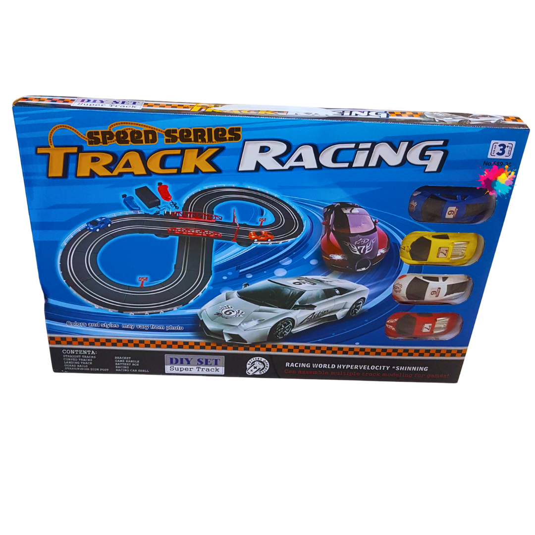 Speed Series Track Racing Set - High-Speed DIY Race Track with 4 Cars for Kids