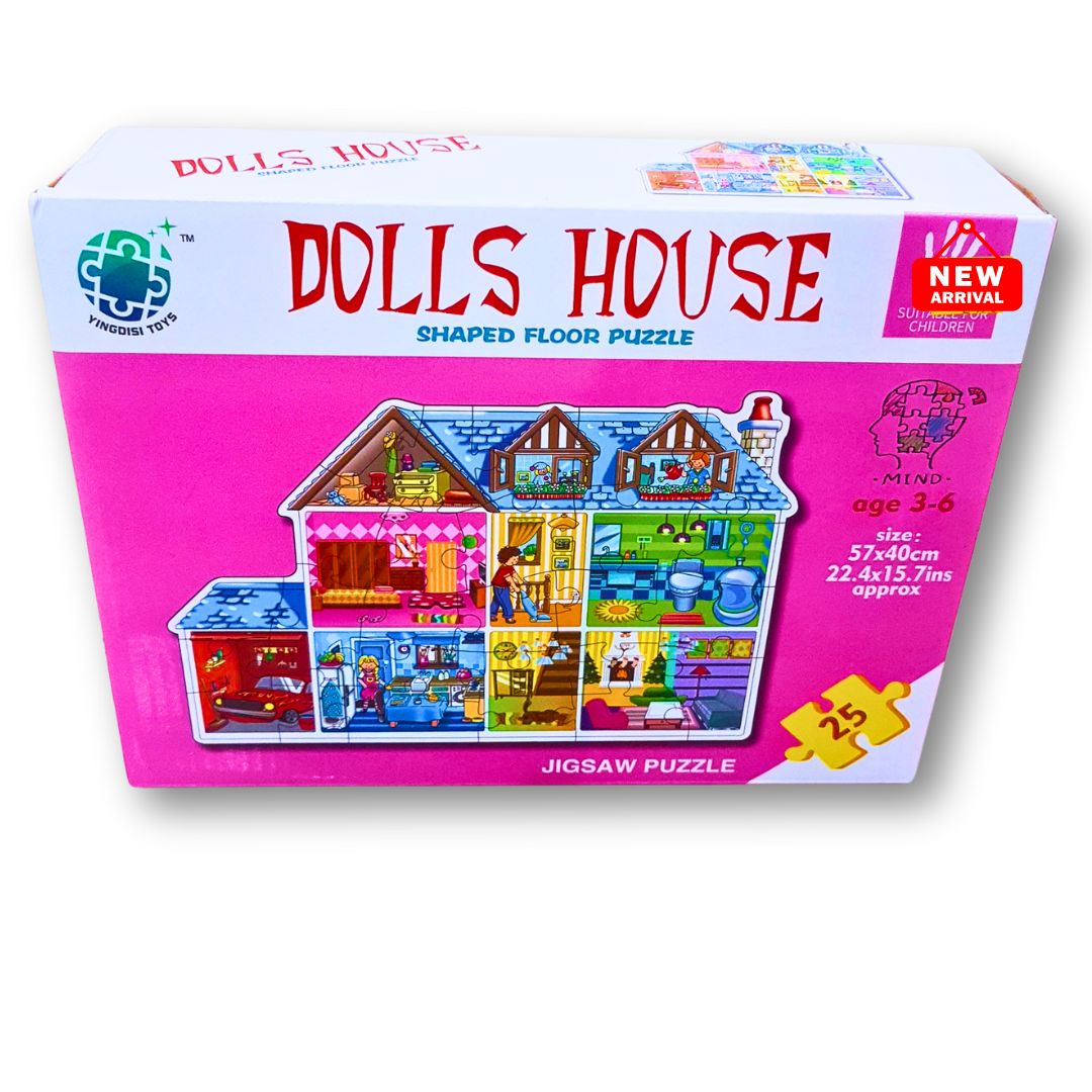 Dolls House Shaped Floor Puzzle – 25-Piece Jigsaw for Kids (Ages 3-6) 🏡🧩