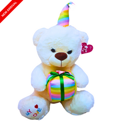 Rainbow Gift Bear Plush Toy - Soft and Cuddly Teddy with Gift Box for Kids (New Arrival)