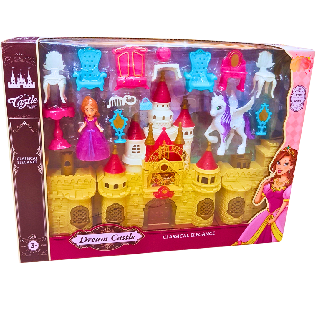 Dream Castle Playset - Classical Elegance with Princess & Unicorn, Light & Music, Ages 3+