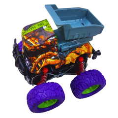 Graphic Monster Trucks with Spring Suspension – Pull-Back Action Vehicles