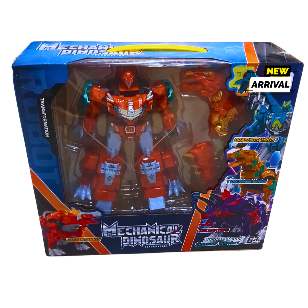 Mechanical Dinosaur Transforming Robot – Red Stegosaurus | 2-in-1 Dino Warrior Action Figure | Adventure Toy for Kids