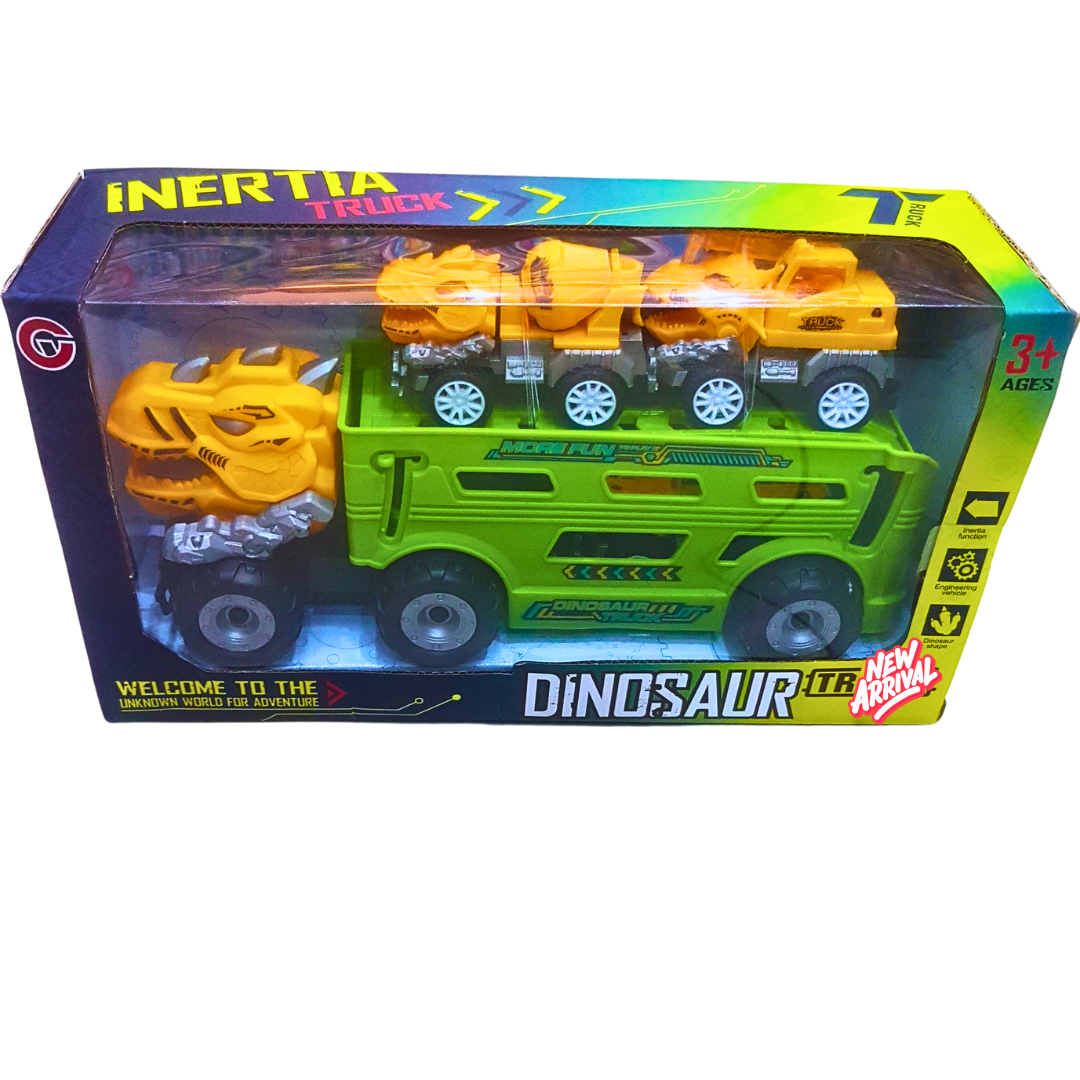 Dinosaur Inertia Truck with Mini Construction Vehicles – Fun & Adventure for Kids! 🦖🚛