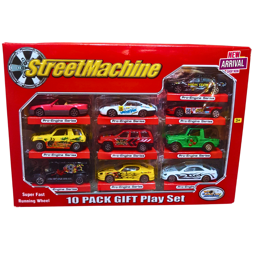 🏎️ Street Machine 10-Pack Die-Cast Car Gift Play Set – Pro-Engine Series