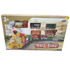 Rail King Classical Train Set - Realistic Sound & Light Steam Locomotive - 3+ Years