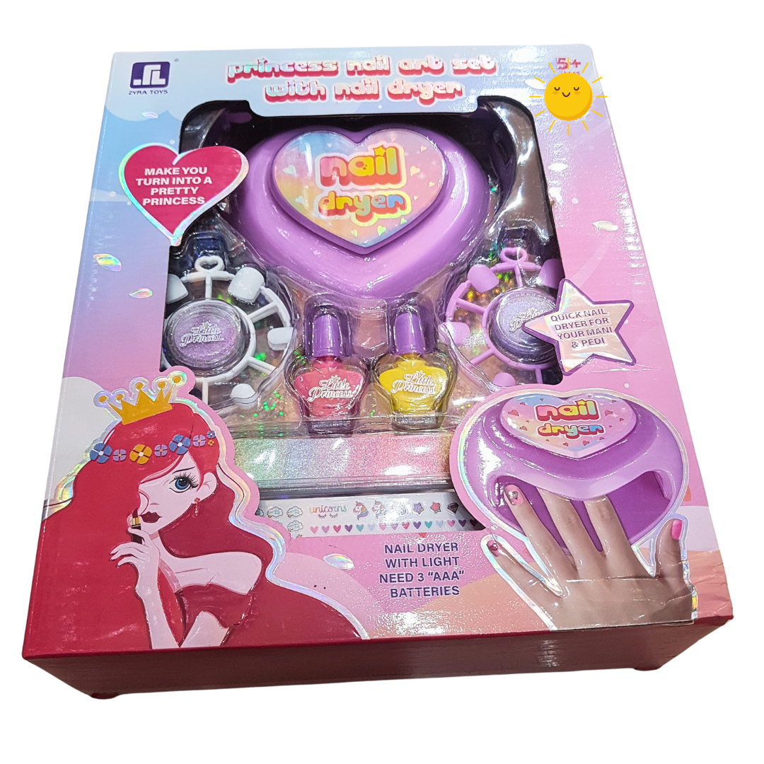 Princess Nail Art Set with Nail Dryer - Perfect Gift for Creative Girls