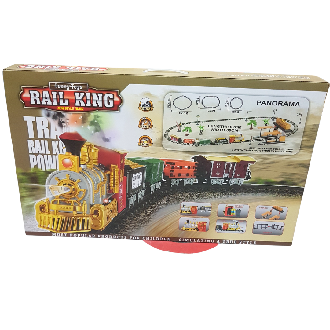 Rail King Classical Train Set - Realistic Sound & Light Steam Locomotive - 3+ Years