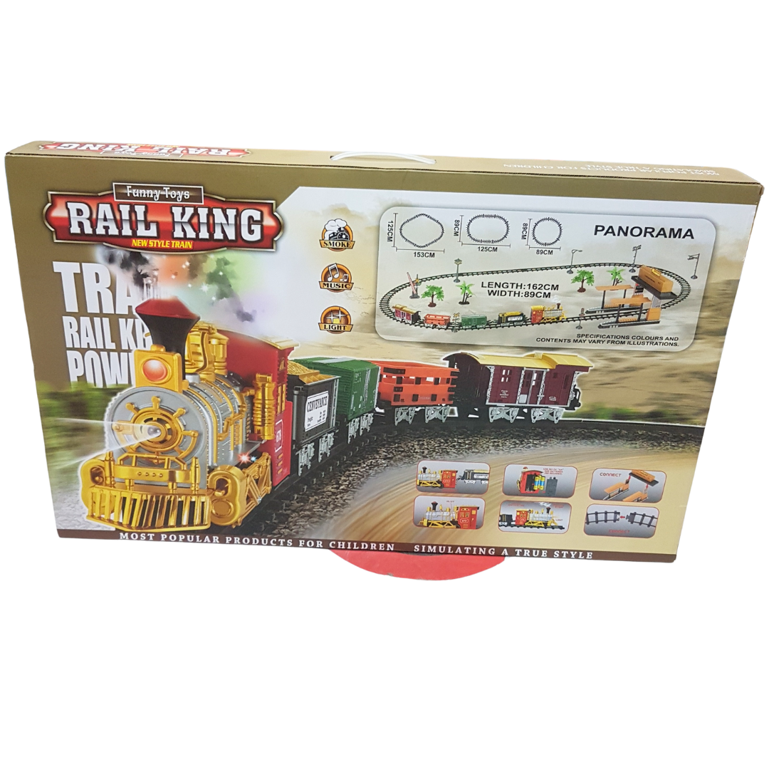 Rail King Classical Train Set - Realistic Sound & Light Steam Locomotive - 3+ Years