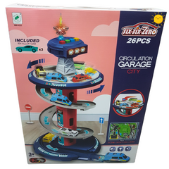 Circulation Garage City Playset - 26-Piece Set with Alloy Cars for Creative Play, Ages 3+