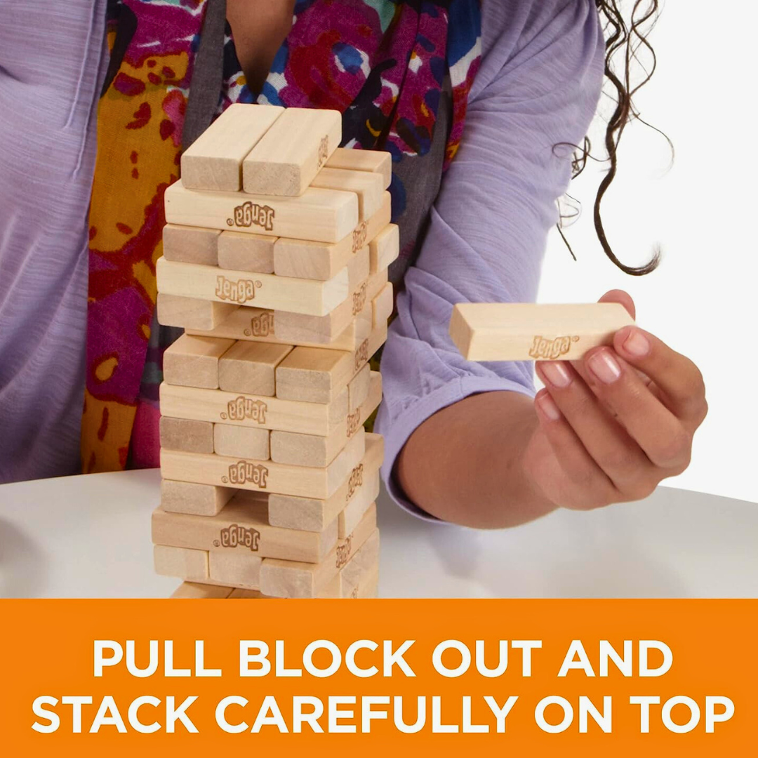 Jenga Original - Hasbro's Authentic Wood Block Game for Exhilarating, Edge-of-Your-Seat Fun, Suitable for Ages 6 to Adult