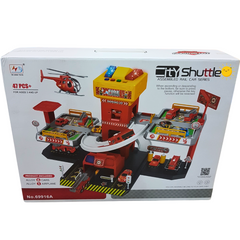 City Shuttle Fire Station Playset - 47-Piece Rail Car Adventure with Alloy Vehicles, Ages 3+