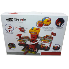 City Shuttle Fire Station Playset - 47-Piece Rail Car Adventure with Alloy Vehicles, Ages 3+