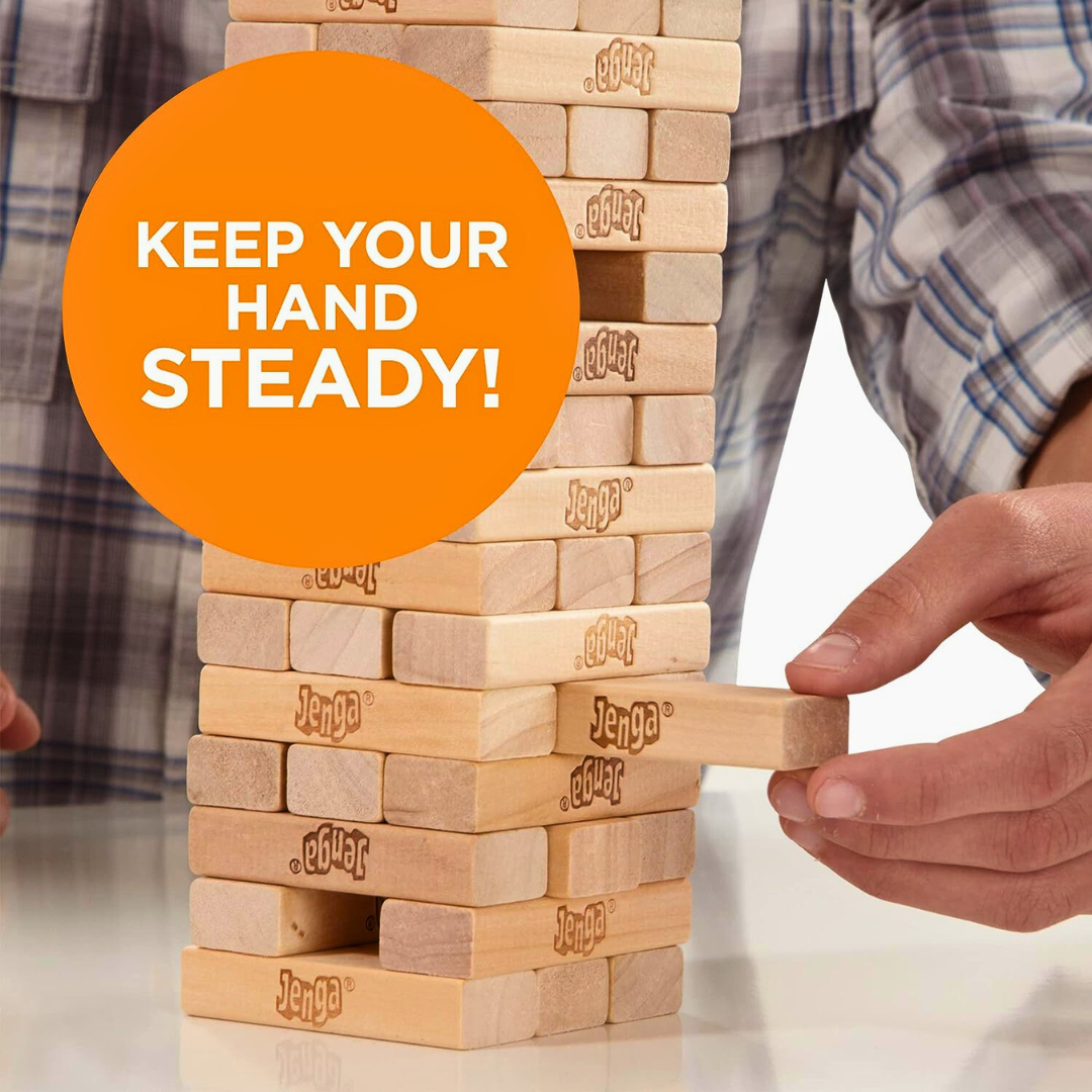 Jenga Original - Hasbro's Authentic Wood Block Game for Exhilarating, Edge-of-Your-Seat Fun, Suitable for Ages 6 to Adult