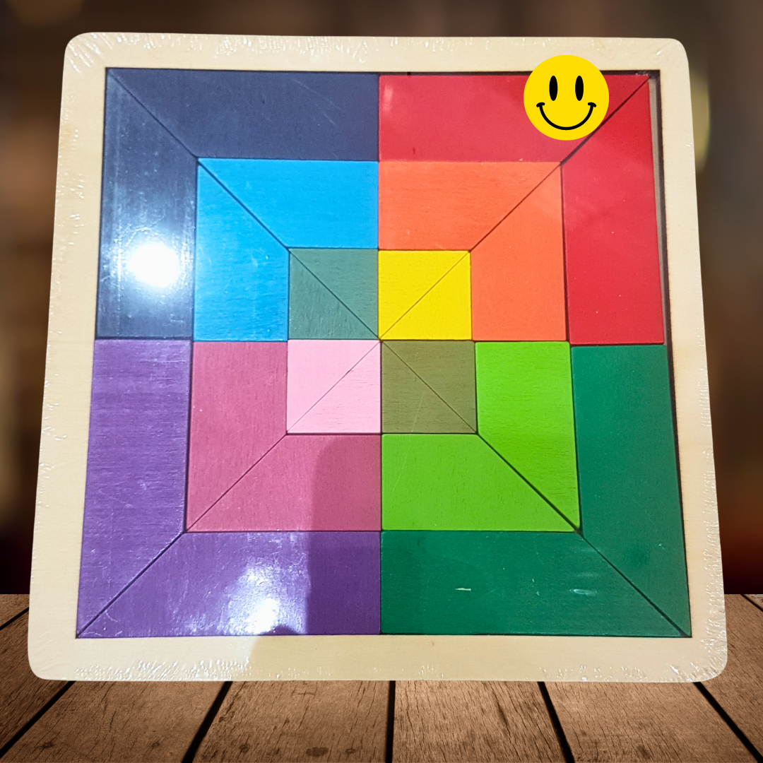 Creative Colors Wooden Tangram Puzzle - Geometric Brain-Teaser for Kids