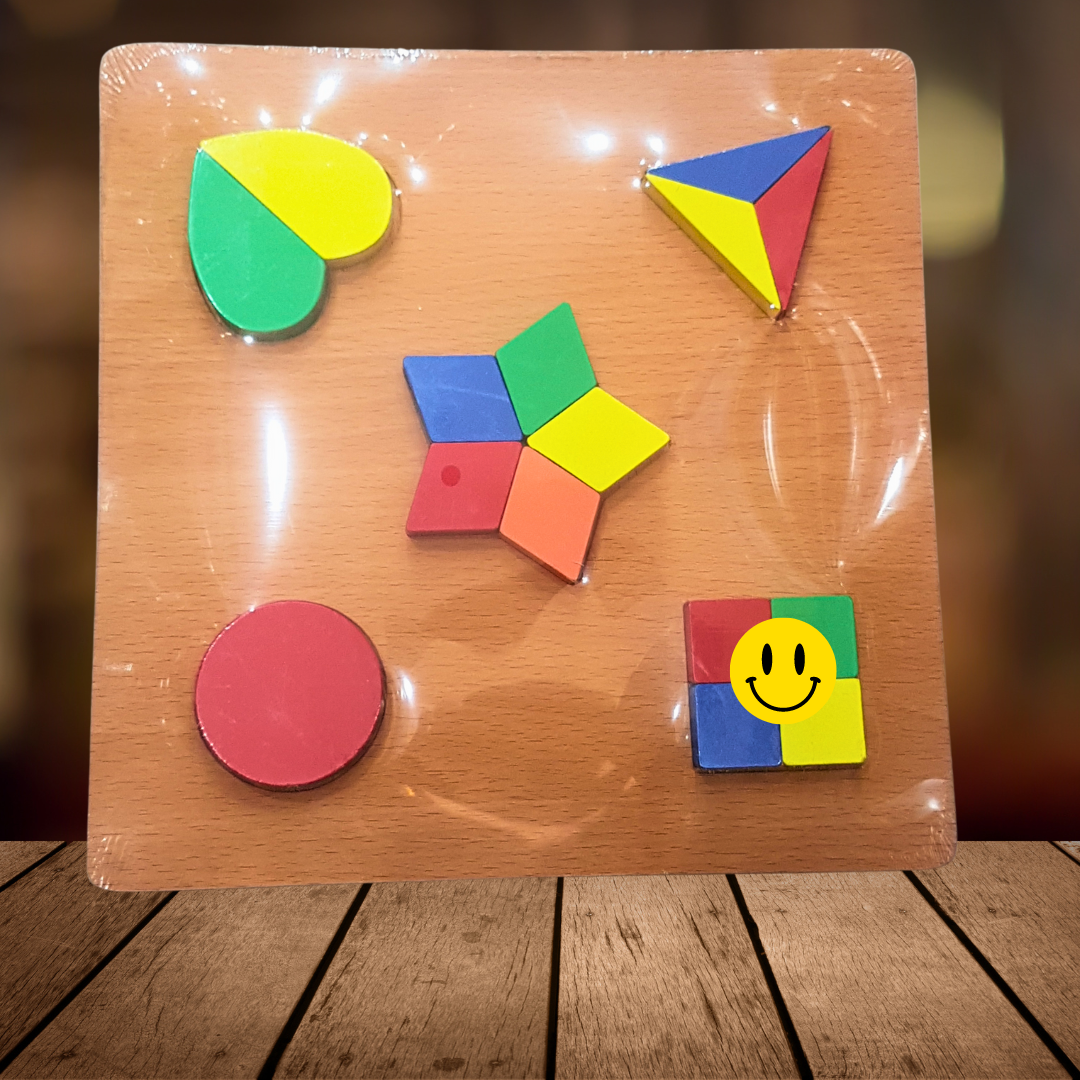 Bright Minds Geometric Puzzle Board - Enhance Cognitive Skills & Color 