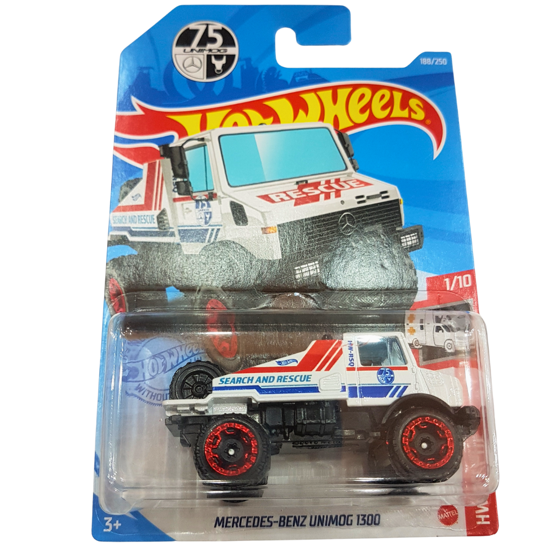 Hot wheels model car Mercedes-Benz  Unimog 1300 white color