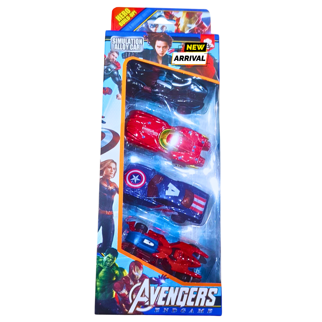 Avengers Endgame 4-Car Hero Alloy Set – Superhero Racing Adventure