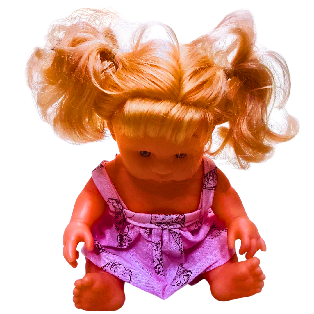 Realistic Baby Doll – Soft Vinyl, Fluffy Pigtails & Cute Printed Dress