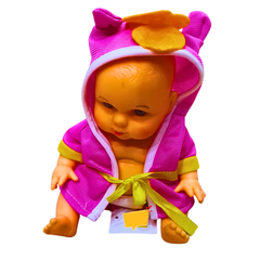 Adorable Baby Doll in Hooded Bathrobe – Soft Vinyl Body & Cute Animal-Themed Outfit